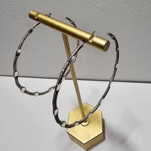 Modern Snake Textured Silver Stationery Hoop Earrings